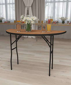 Flash Furniture 4-Foot Half-Round Wood Folding Banquet Table