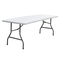 SuperDeal 8ft x 2.5ft Rectangle Folding Table Portable Picnic W/Handle White