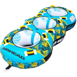 Airhead BLAST 3 Inflatable Open Top 3-Person Towable Waterskiing Towables Tube, Tropical Blue