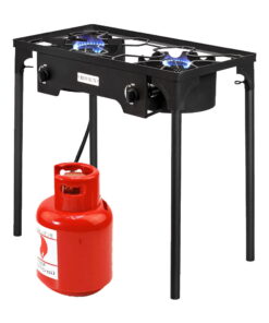 UBesGoo EX72 Portable Propane 15,0000BTU 2 Burner Outdoor Camp Stove, Black