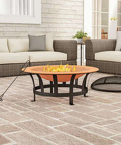 Janzen 20'' H x 30'' W Steel Wood Burning Outdoor Fire Pit with Lid