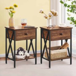 Trent Austin Design Perna Steel Nightstand (Set of 2) - Brown