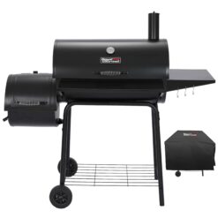 Royal Gourmet 30" Barrel Charcoal Grill with Smoker, Side Table and Cover