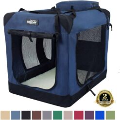 EliteField 3-Door Collapsible Soft-Sided Dog Crate - Blue