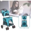 Tatayosi J-H-W104164382 Portable Folding Dog Stroller Travel Cage Stroller for Pet Cat Kitten Puppy Carriages - Large 4 Wheels