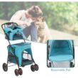 Tatayosi J-H-W104164382 Portable Folding Dog Stroller Travel Cage Stroller for Pet Cat Kitten Puppy Carriages - Large 4 Wheels
