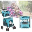 Tatayosi J-H-W104164382 Portable Folding Dog Stroller Travel Cage Stroller for Pet Cat Kitten Puppy Carriages - Large 4 Wheels