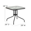 Carnegy Avenue Black 5-Piece Metal Frame with Square Glass table Top Outdoor Bistro Set