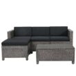 Noble House Puerta Gray 5-Piece Wicker Outdoor Sectional with Black Cushions