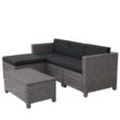 Noble House Puerta Gray 5-Piece Wicker Outdoor Sectional with Black Cushions