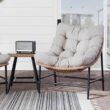 Walker Edison Furniture Company Natural 3-Piece Wicker Conversation Set with Papasan Chairs with Natural Cushions