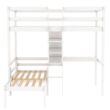 Harper & Bright Designs Convertible White Twin Loft Bed with L-Shape Desk and Ladder