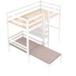 Harper & Bright Designs Convertible White Twin Loft Bed with L-Shape Desk and Ladder