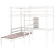 Harper & Bright Designs Convertible White Twin Loft Bed with L-Shape Desk and Ladder