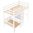 Harper & Bright Designs Convertible White Twin Loft Bed with L-Shape Desk and Ladder