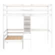 Harper & Bright Designs Convertible White Twin Loft Bed with L-Shape Desk and Ladder