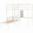 Harper & Bright Designs Convertible White Twin Loft Bed with L-Shape Desk and Ladder