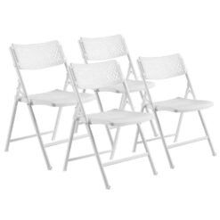 National Public Seating 1421 Oversized 18 in. Premium White Polypropylene Seat, Metal AirFlex Series Folding Chair (Set of 4 Chairs)