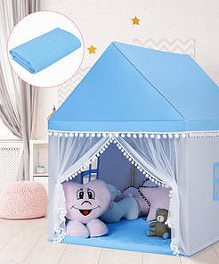 Costway Kids Play Tent Large Playhouse Children Play Castle Fairy Tent Gift w/ Mat Blue