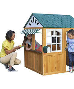 KidKraft Garden View Outdoor Wooden Playhouse with Ringing Doorbell, Mailbox & Chalkboard