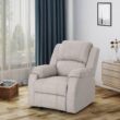 Noble House Mozelle Classic Tufted Beige Polyester Recliner