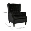 Noble House Keating Traditional Tufted Back Black Velvet Wingback Recliner