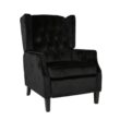 Noble House Keating Traditional Tufted Back Black Velvet Wingback Recliner