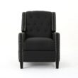 Noble House Izidro Tufted Dark Charcoal Fabric Recliner with Stud Accents
