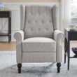 StyleWell Waybrook Stone Gray Upholstered Tufted Wingback Pushback Recliner