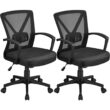 Yaheetech 2pcs Adjustable Mesh Office Chair Mid Back Swivel Chair Executive Desk Chair Computer and Study Chair with Wheels, Black