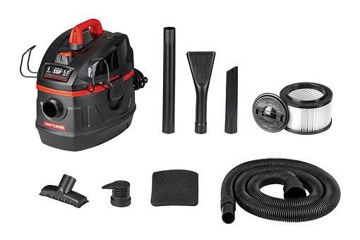 CRAFTSMAN Portable, Jobsite 5-Gallons 5.5-HP Corded Wet/Dry Shop Vacuum with Accessories Included