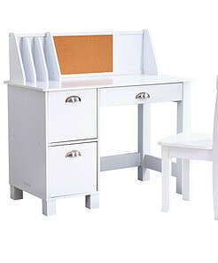 KidKraft Children's Wooden Study Desk with Chair, White