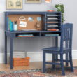 Guidecraft Children’s Media Desk and Chair Set- Navy: Kids' Wood Study Table, Computer Workstation