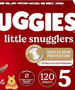 Huggies Size 5 Diapers, Little Snugglers Baby Diapers, Size 5 (27+ lbs), 120 Count