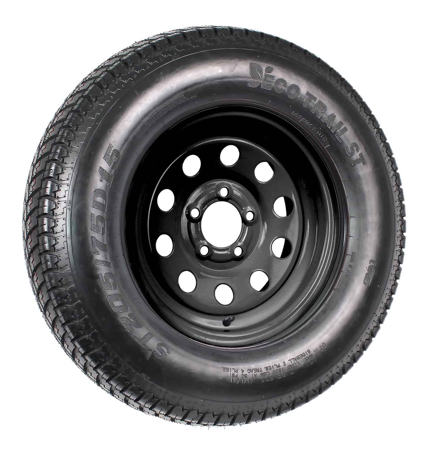 2-Pk Trailer Tire On Black Wheel Modular Rim ST205/75D15 LRC 5 Lug On 4 ...