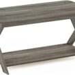Furinno Modern Simplistic Criss-Crossed Coffee Table, 35.4 in x 19.6 in x 16 in, French Oak Grey - 1