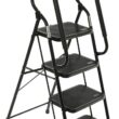 WiberWi 4 Step Ladder with Handrails 500 lb Capacity Step Stool Folding Portable Ladders for Home Kitchen Steel Frame with Non-Slip Wide Pedal Stepladder with Attachable Tool Bag Black - 1