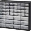 Akro-Mils 10144, 44 Drawer Plastic Parts Storage Hardware and Craft Cabinet, 20-Inch W x 6.37-Inch D x 15.81-Inch H, Black - 1