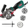 Electric Circular Saw, HYCHIKA 6.2A Mini Circular Saw with 3 Blades(4-1/2”), Compact Hand Saw Max Cutting Depth 1-7/8'' (90°), Rubber Handle, 10 Feet Cord, fit for Wood Soft Metal Tile Plastic Cuts - 1