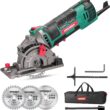 Mini Circular Saw, HYCHIKA Compact Circular Saw Tile Saw with 3 Saw Blades 4A Pure Copper Motor, Scale Ruler, 3-3/8”4500RPM Ideal for Wood, Soft Metal, Tile and Plastic Cuts - 1