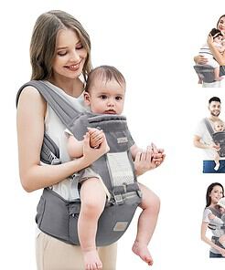 Baby Carrier with Hip Seat, Mumgaroo Baby Carrier Newborn to Toddler All Seasons & All Position Hip Baby Carrier with Hood & Extra Safety Belt, Baby Holder Carrier for Breastfeeding, Infant & Toddler - 1