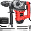 AOBEN Rotary Hammer Drill with Vibration Control and Safety Clutch,13 Amp Heavy Duty 1-1/4 Inch SDS-Plus Demolition Hammer for Concrete-Including 3 Drill Bits,Flat/Point Chisels. - 1