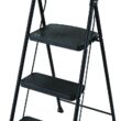Rubbermaid RMS-3T 3-Step Steel Step Stool with Project Tray, 225-pound Capacity,Black - 1