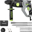 WORKPRO Premium 1-1/4 Inch SDS-Plus Rotary Hammer Drill, 7.5AMP, Lightweight Corded Version for Concrete Demolition Chipping Rotomartillo, 5 SDS-Plus Bits - 1