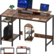 MINOSYS Gaming/Computer Desk - 47” Home Office Small Desk with Monitor Stand, Rustic Writing Desk for 2 Monitors, Adjustable Storage Space, Modern Design Corner Table. - 1