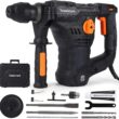 [Upgraded] 12.3 Amp Rotary Hammer Drill, 1-1/4 Inch SDS-Plus 4 in 1 Multi-functional Heavy Duty hammer drill, Safety Clutch, Drill Chuck, for Concrete, Tile, Wall, Stones, Cement and Metal - 1