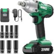 KIMO 20V Cordless Impact Wrench 1/2 inch, 2000 In-Lbs Torque 3400 IPM, Impact Gun w/Charger ＆ 2.0Ah Li-ion Battery, 7 Pcs Sockets,Variable Speed, Compact Electric Impact Wrench Set for Home ＆ Car - 1