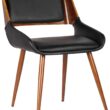 Armen Living Panda Dining Chair in Black Faux Leather and Walnut Wood Finish - 1