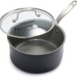 GreenPan Chatham Hard Anodized Healthy Ceramic Nonstick, 3QT Saucepan Pot with Lid, PFAS-Free, Dishwasher Safe, Oven Safe, Gray - 1