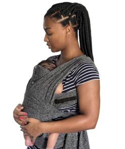 Boppy Baby Carrier- Adjustable ComfyFit, Heathered Gray, Hybrid Wrap with New Arm Straps to Fit More Bodies, 3 Carrying Positions, 0m+ 8-35lbs, Soft Yoga-Inspired Fabric Storage Pouch - 1